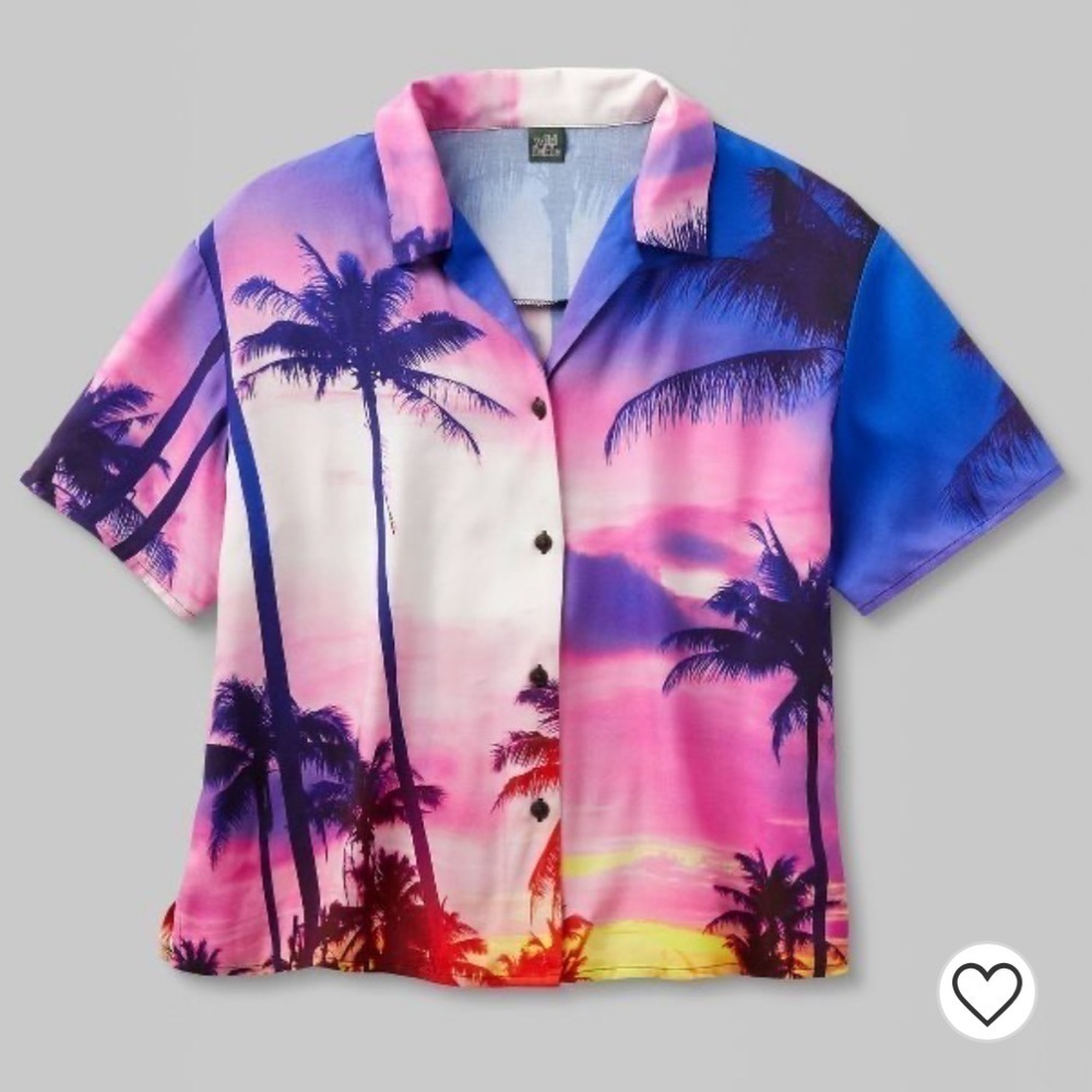 WILD FABLE Short Sleeve Button Front Hawaiian Shirt Medium